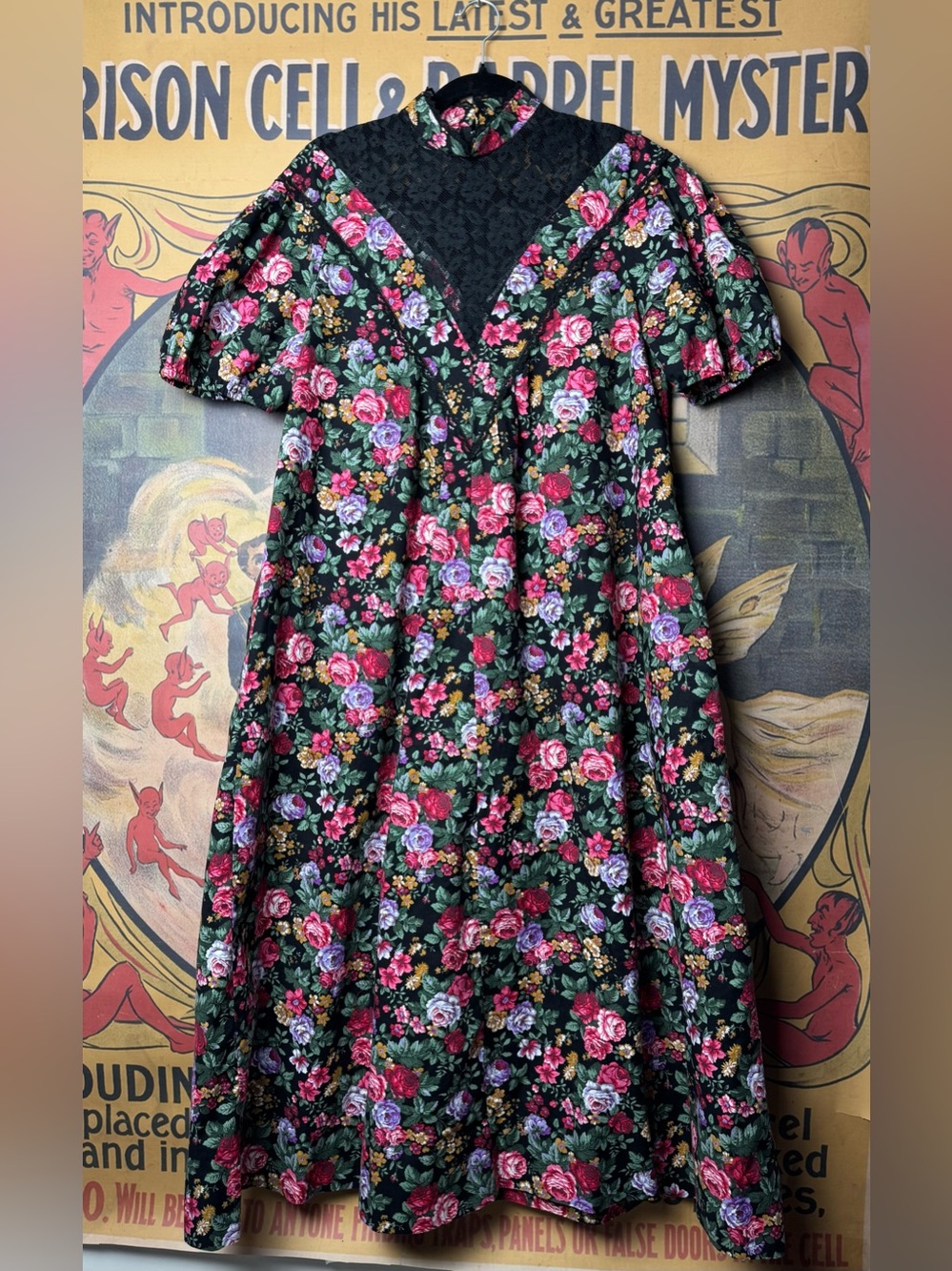Especially for You…Rare 90s Vintage Floral Cottagecore Puff Sleeve Midi Dress - Picture 3 of 8